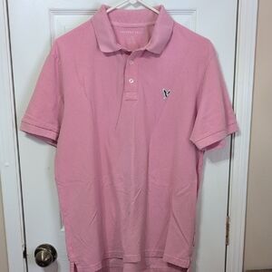 American Eagle Outfitters Men's Polo in Soft Pink